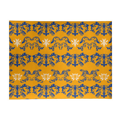 Tapis bleu marine / jaune Damask