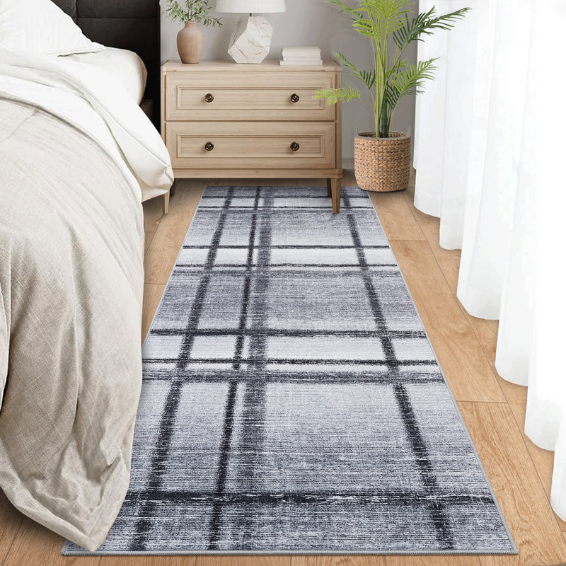 Modern for Hallway RugsNon-Shedding Accent CarpetEasy Cleaning Neutral Rug for Laundry Bedroom Kitchen, Runner 2' x 6', Gray