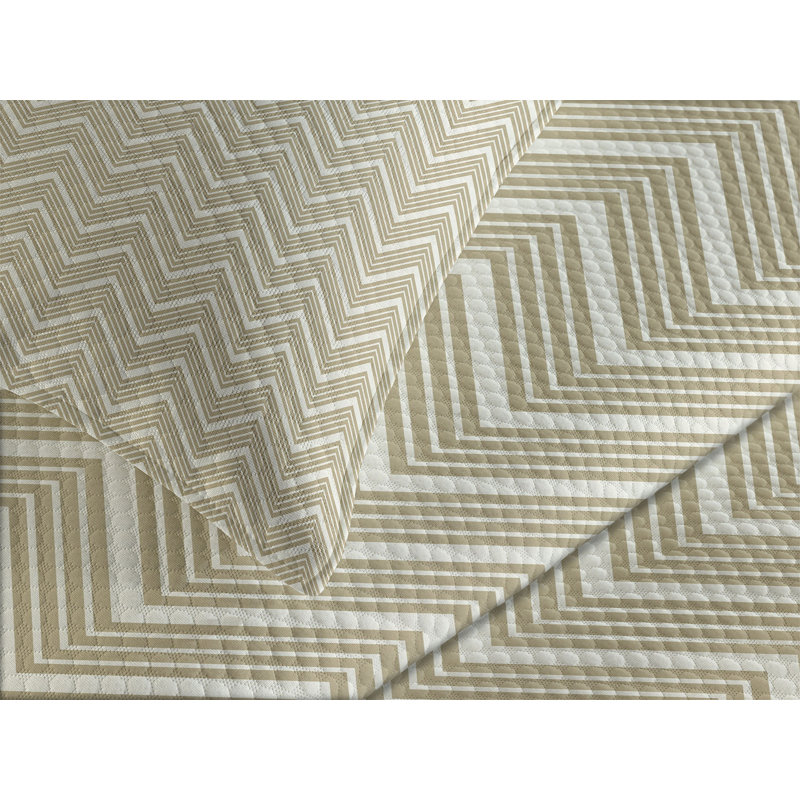 Ambesonne Beige Bedspread Set  Dimensional Stripes  Ivory Beige, King Coverlet / Bedspread + 2 Standard Shams