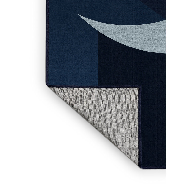 Machine Washable Pantelie Minimalist Solid Color Rug in Blue – Navy Binding, 7 x 10
