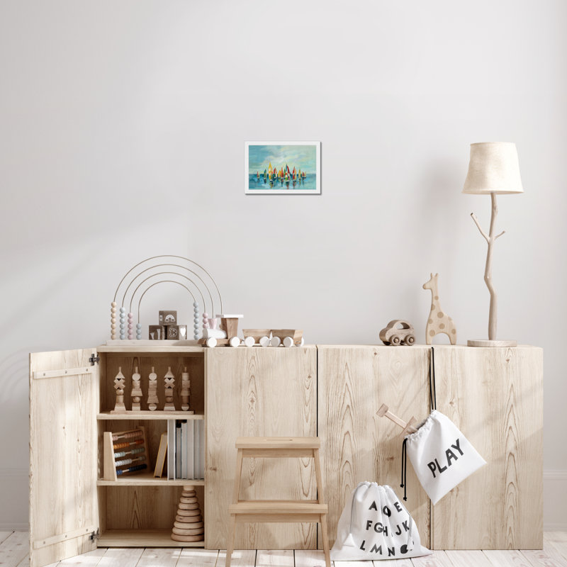 Regatta by Silvia Vassileva - Painting, White Framed Paper Print, 24cm H x 34cm W