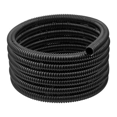 21 Ft Black Corrugated Pond Tubing - Flexible PVC Hose for Water Garden, Pump & Filter Systems