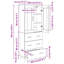  Highboard Old Wood 69.5 X 34 X 180 Cm Engineered Wood And Glass-1735512836