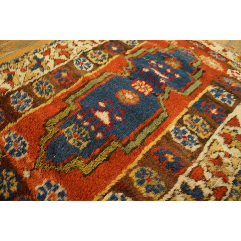 Small Scatter Size Antique Rustic Tribal Wool Pile Turkish Yastik Throw Rug