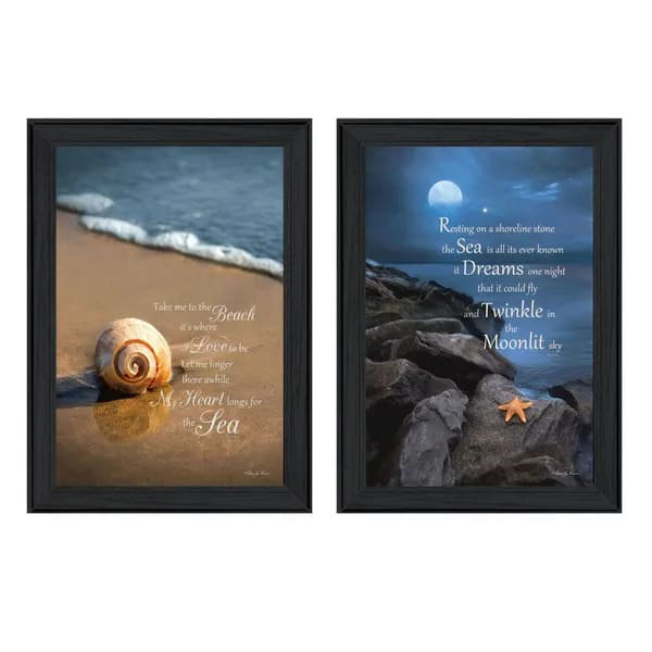 «Sea Dream Collection», vignette 2 pièces par Robin-Lee Vieira, reproduction d'art encadrée, affiche prête à accrocher, cadre noir