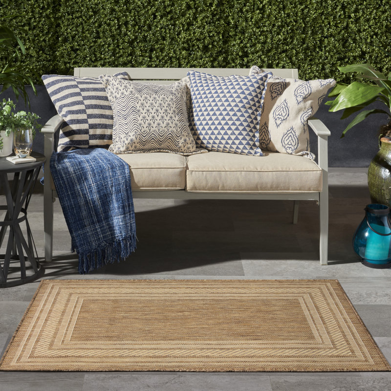 Tapis intérieur / extérieur moderne Horizon, Rectangulaire 3 pi x 5 pi, Naturel