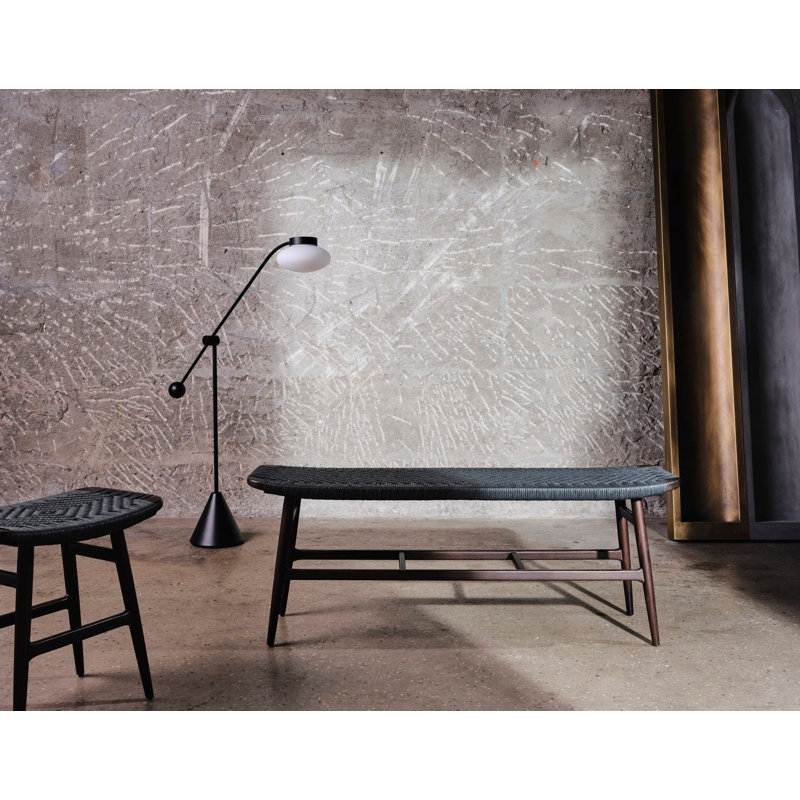 Freja Bench, Saddle Leather Black, Natural Walnut