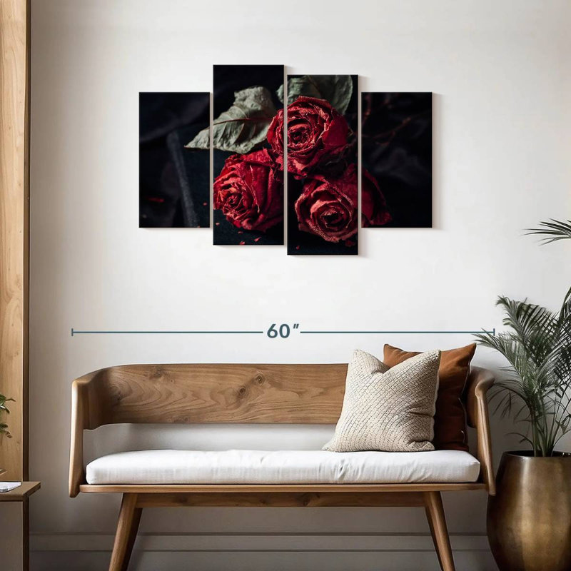 Hitzel roses rouges séchées, H 27 po x l 43 po