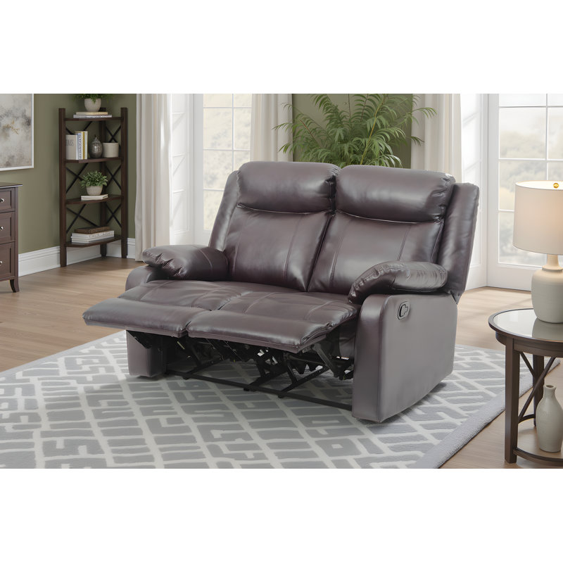Causeuse inclinable double en similicuir Egmund, Marron foncé