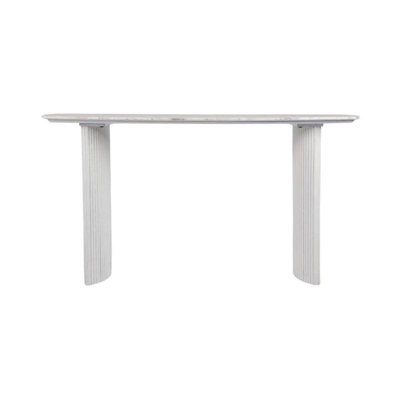 Sagebrook Home 60" Catalina Travertine & Fluted Wood Console Table