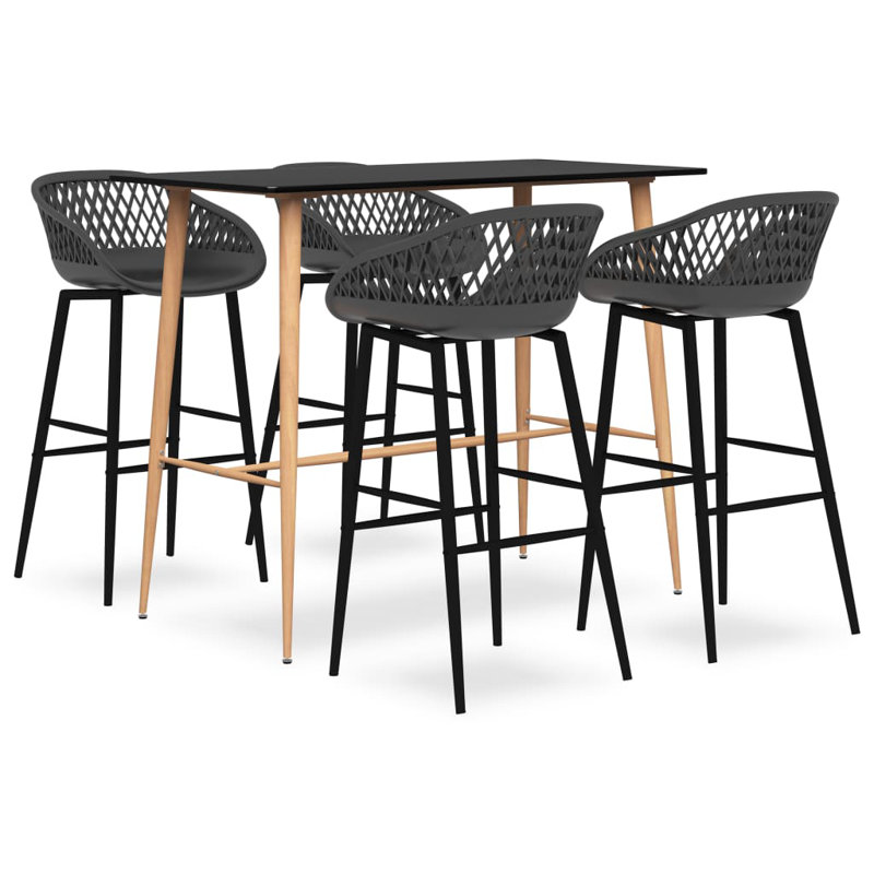 Barber 4 - Person Dining Set, Black, Grey/Brown