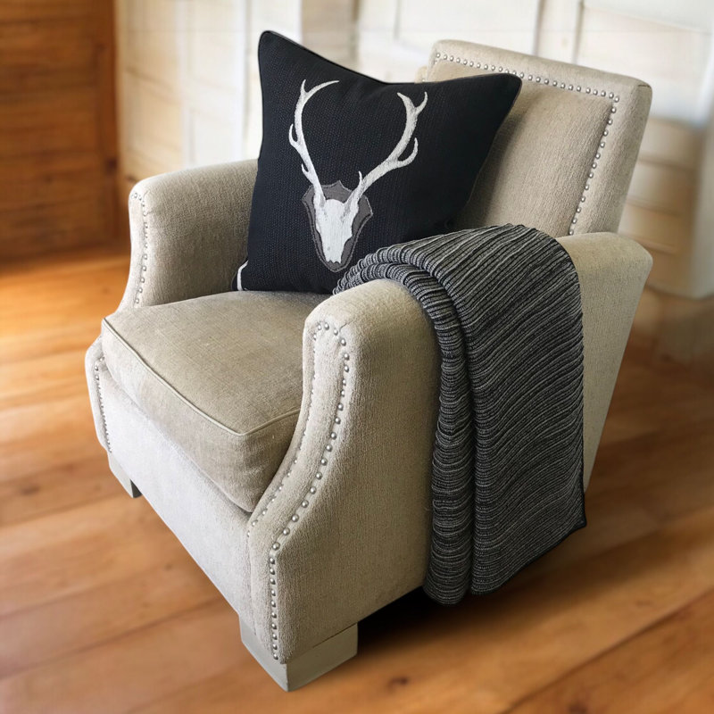 Coussin décoratif en coton Oh Deer, Noir