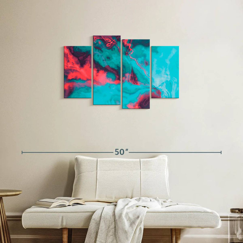 Avery Abstract Red And Blue Ripple, 22" H x 36" W