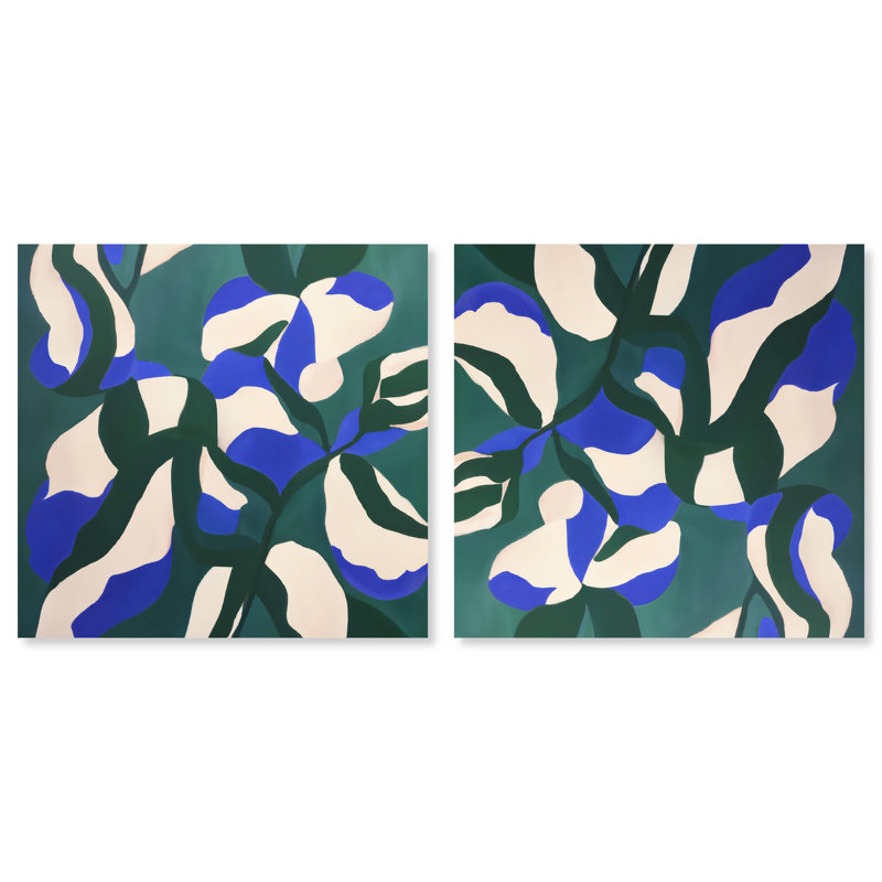 Ensemble floral sur toile, art contemporain par Art Remedy, Toile tendue, H 16 po x l 16 po