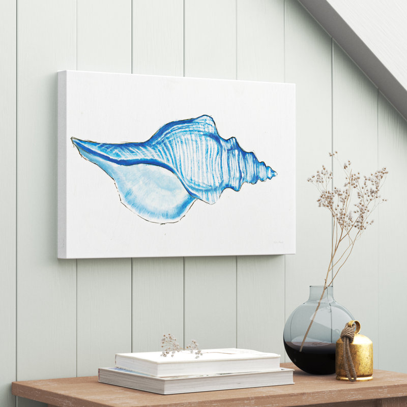 " Navy Conch Shell " by Emily Adams Painting Print, 12" H x 18" W