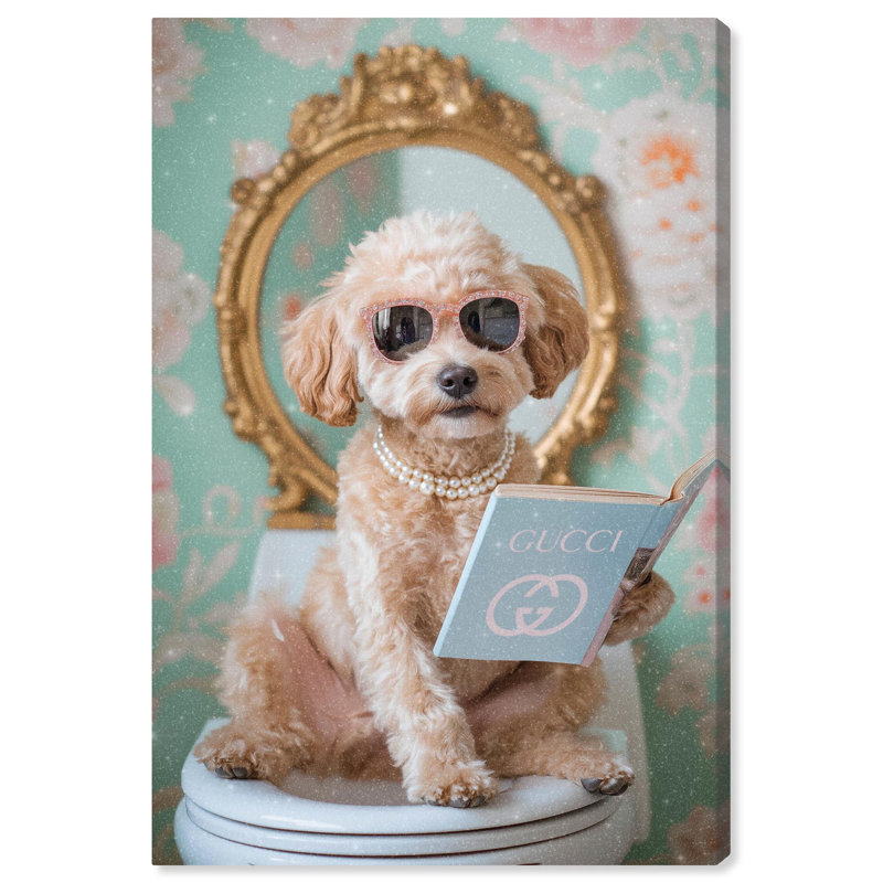 Toile mignonne Goldendoodle, H 15 po x l 10 po, Toile tendue avec châssis