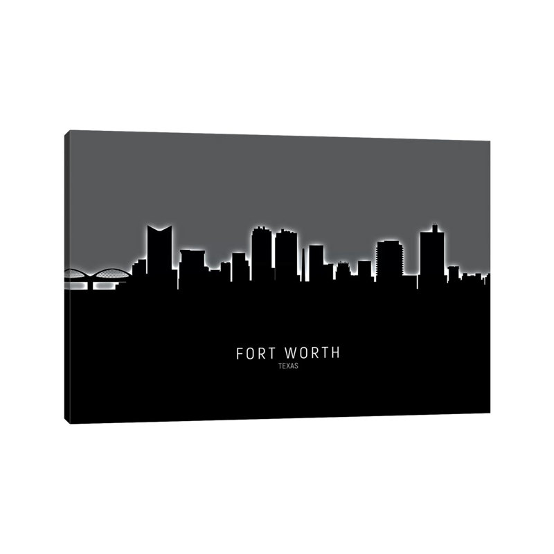 «Fort Worth Texas Skyline» par Michael Tompsett, impression sur toile tendue, H 26 po x l 40 po x 1,5 po