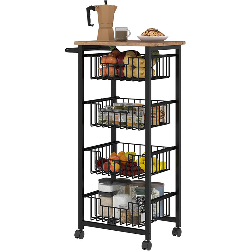 Utility Cart, Oak/Black