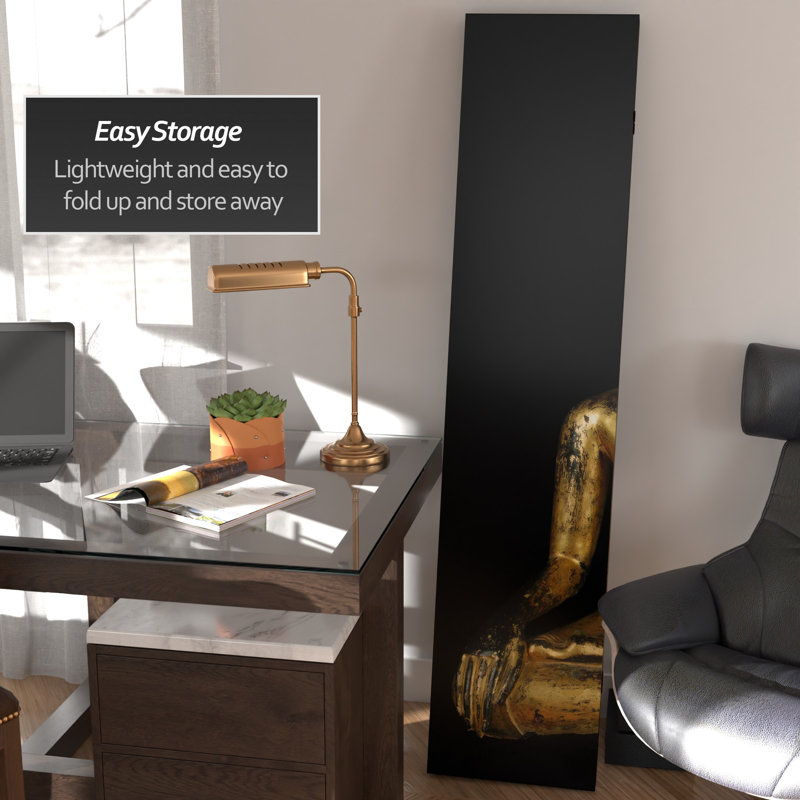 Buddha Art Canvas Folding Room Divider, Black/Gold