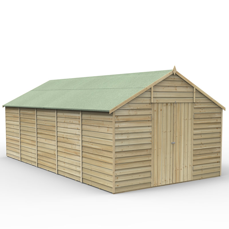 Overlap Pressure Treated 10 x 20 Apex Shed - No Window, Double Door, Yes