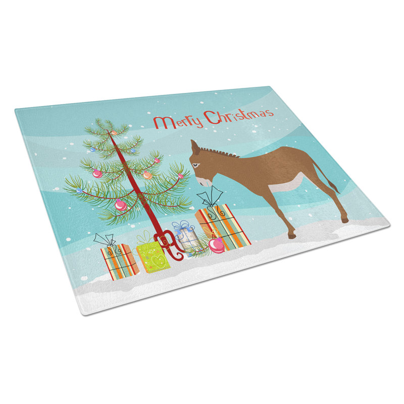 Planche à découper de noël en verre trempé donkey caroline