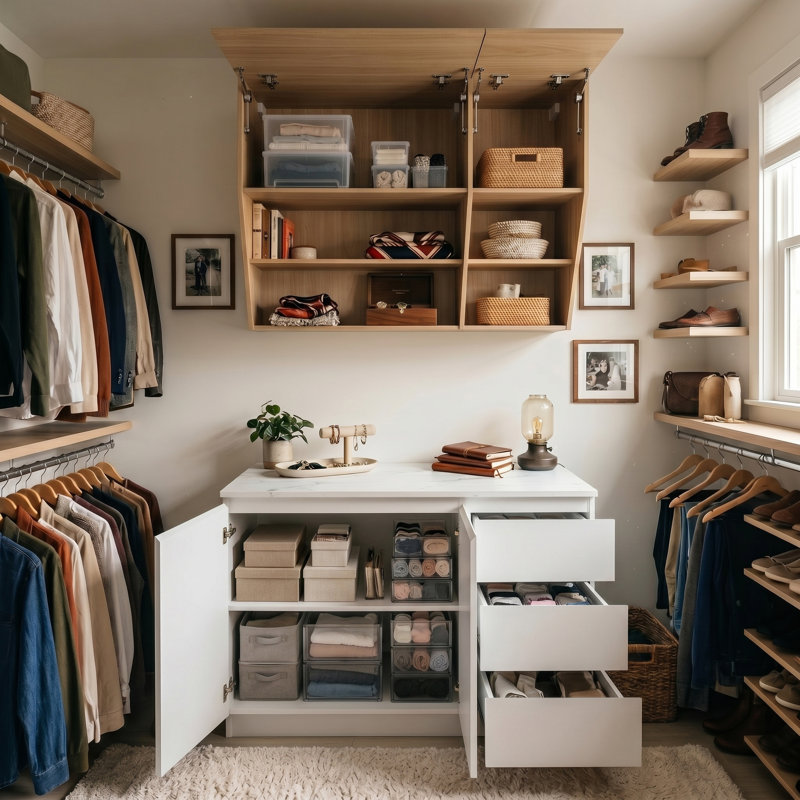 Armoire de base + armoire murale | Conception sans poignée et distributeur de papier hygiénique intégré