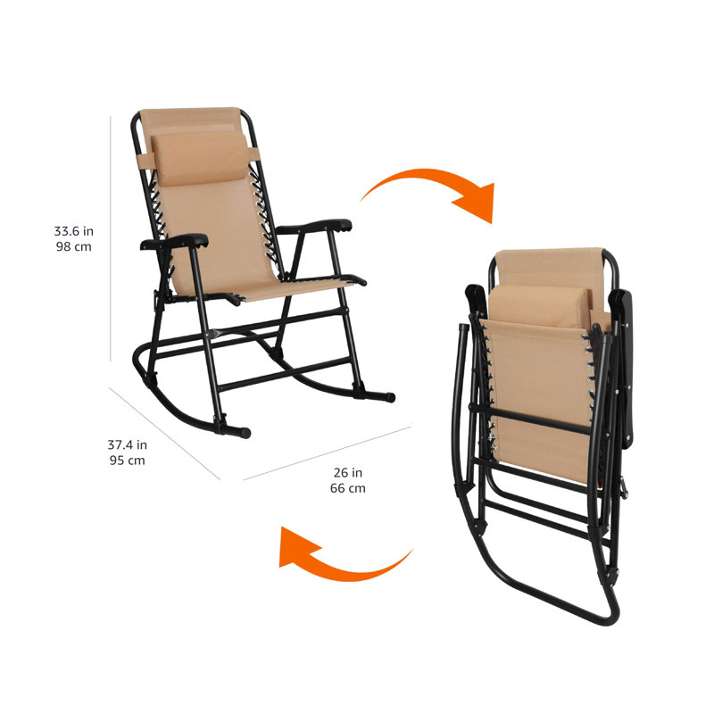 Chaise berçante inclinable pliante Zero Gravity, Beige