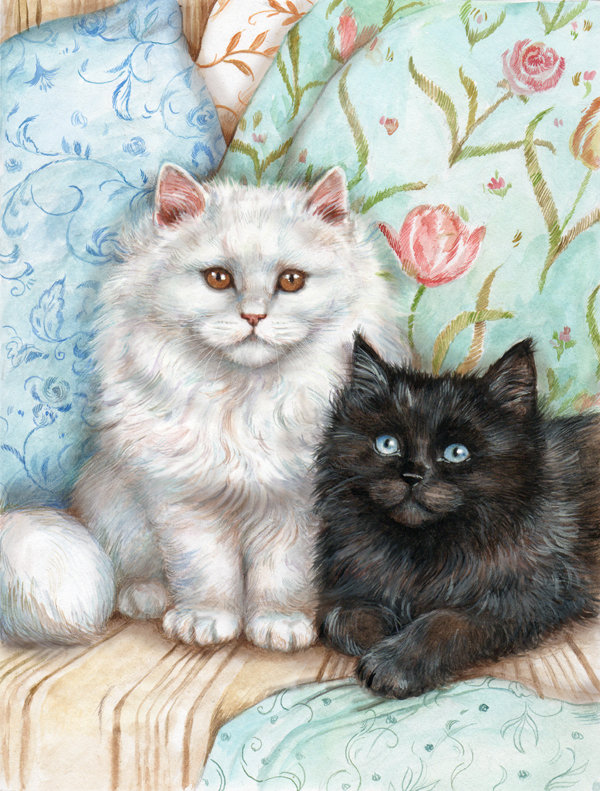 Drapeau de jardin à 2 côtés pour chat noir et pour chat blanc, H 15 po x l 11 po