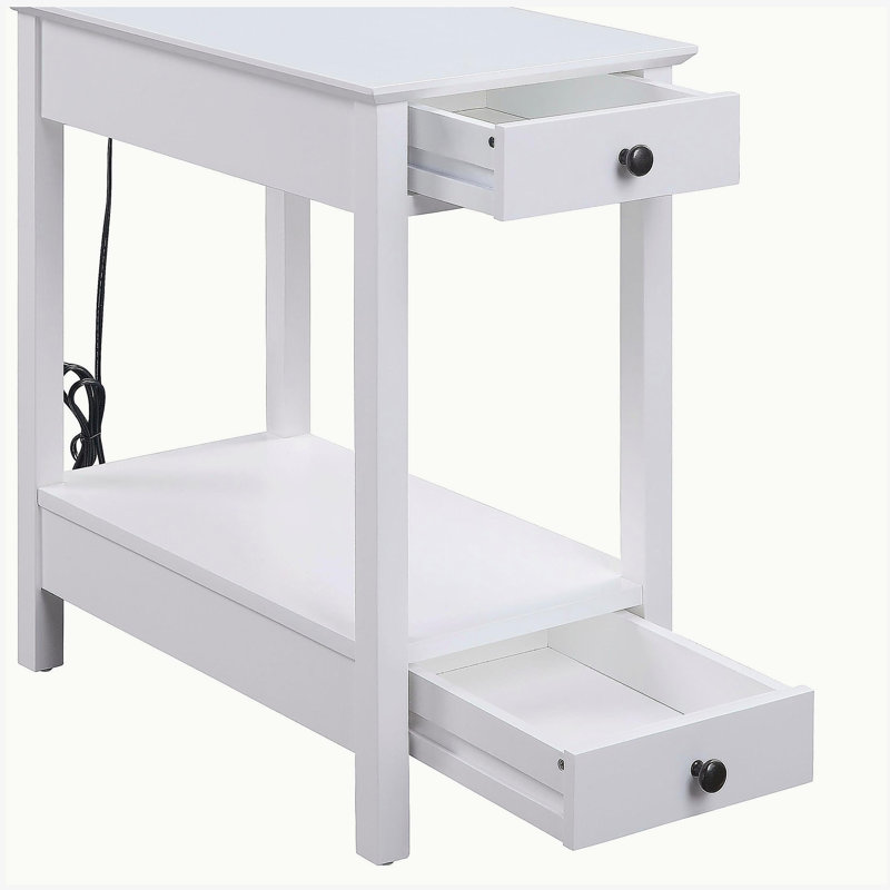 Table d'appoint blanche avec rangement USB