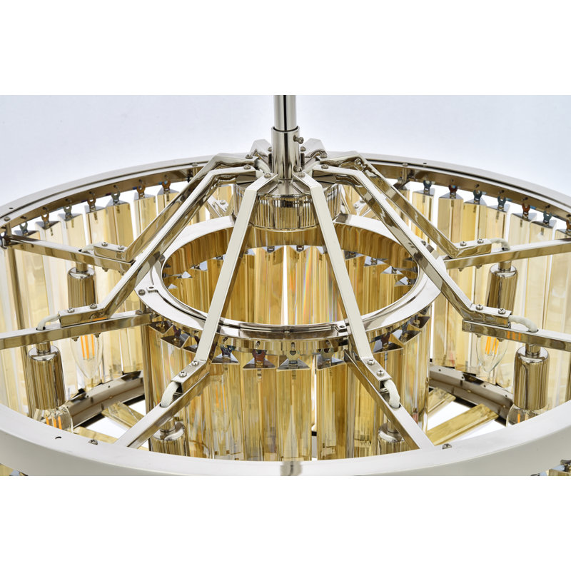 Dorinda 8 - Light Drum Chandelier, Golden Teak (Smoky), Polished Nickel