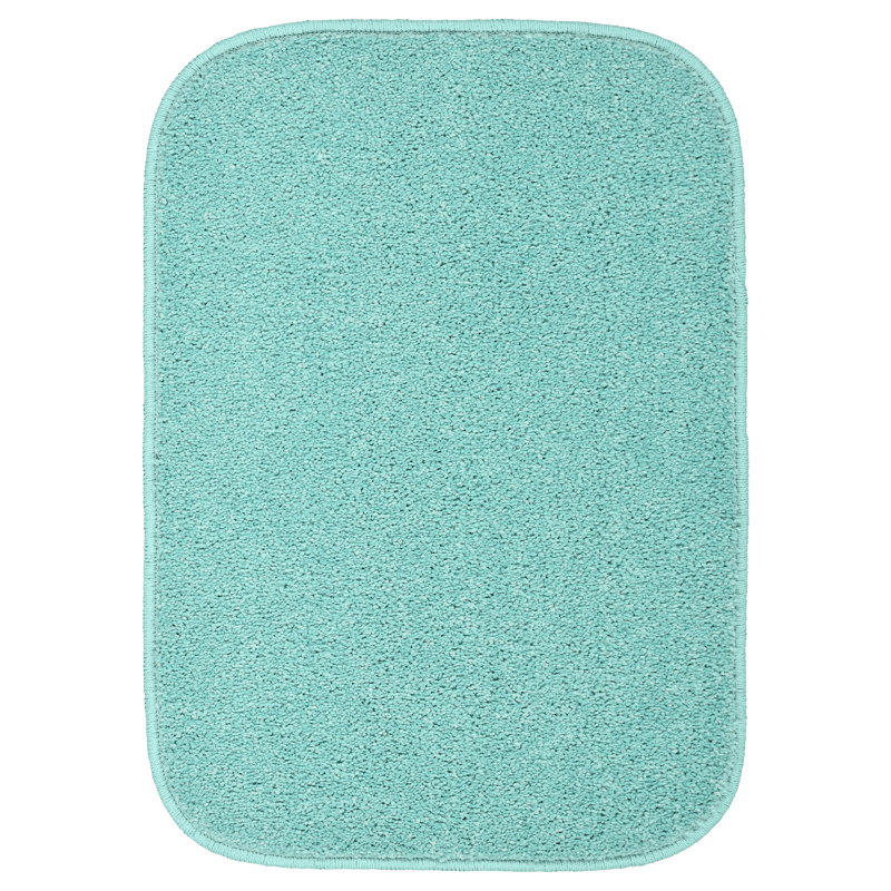Monarrez Nylon Bath Rug with Non-Slip Backing, Single- 24" L x 17" W, Sea Foam