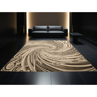 Machine Washable Pantelis Classic Damask Rug in Brown – Binding