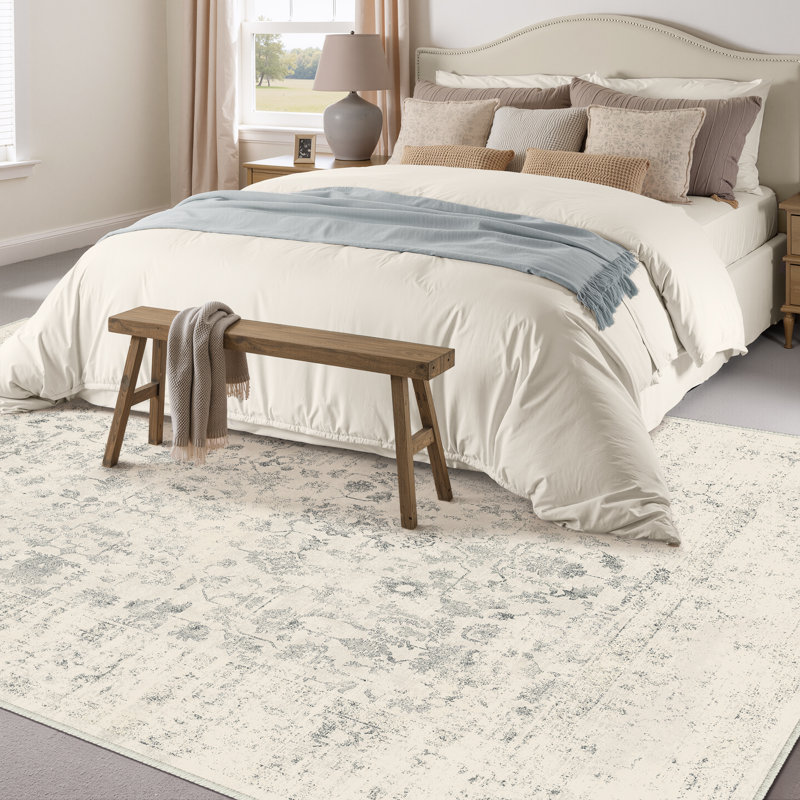 Yaie Machine Washable Floral Indoor Area Rug With Non-Slip Backing, Rectangle 6' x 9'