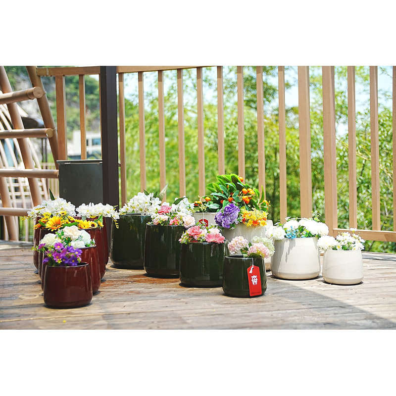 4 pots de fleurs en céramique, pot de fleurs moderne, Blanc