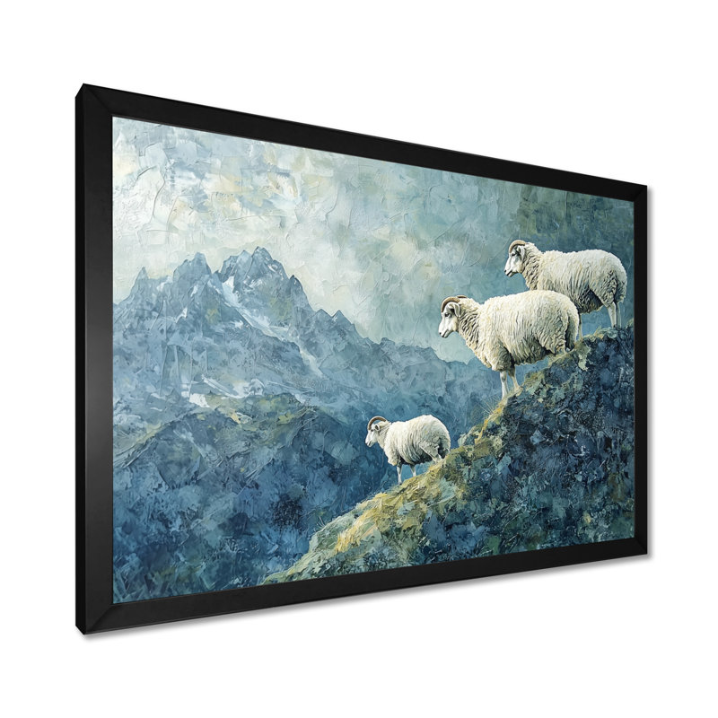 Gillreath Mountain Retreat Of Sheep - Art mural, H 30 po x l 40 po, Noir, noir, noir, noir, Floater Framed