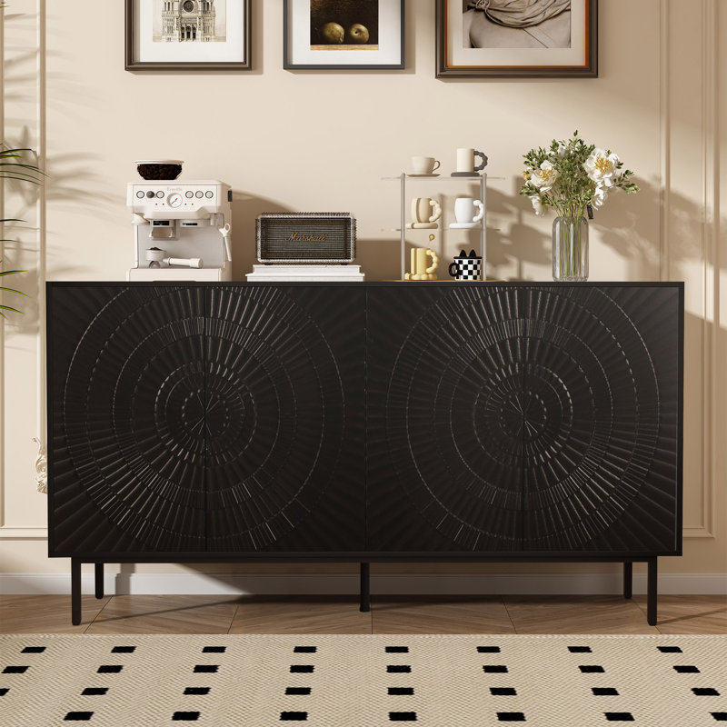 Buffet Mid-Century 60 po avec 4 portes Mid-Century
