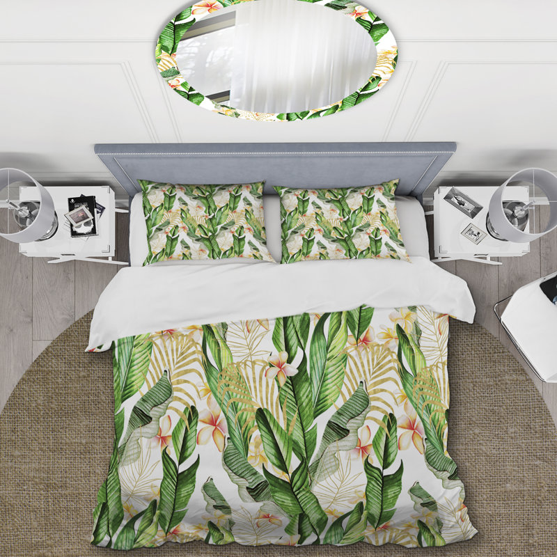 Ensemble de housse de couette en microfibre vert / ivoire 3 pièces