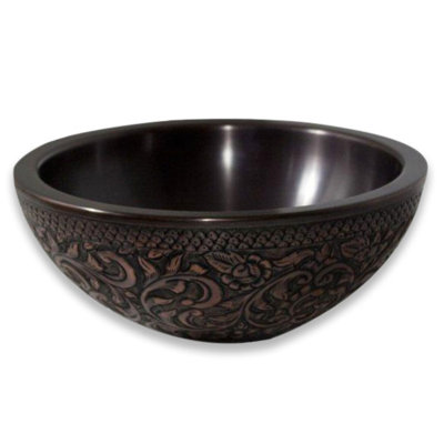 Rosalind Wheeler Rutherfordton 200mm Black Copper Circular Countertop Basin Bathroom Sink