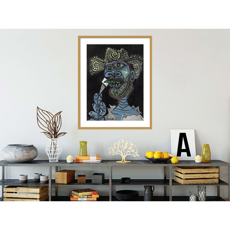 «Man with a Straw Hat and a Ice-glace» par Pablo Picasso - impression giclée encadrée, H 41,5 po x l 32,79 po