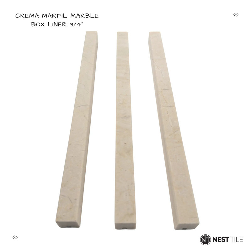 Carreau de doublure de boîte Crema Marfil 3/4 x 12 po - mat, Matte
