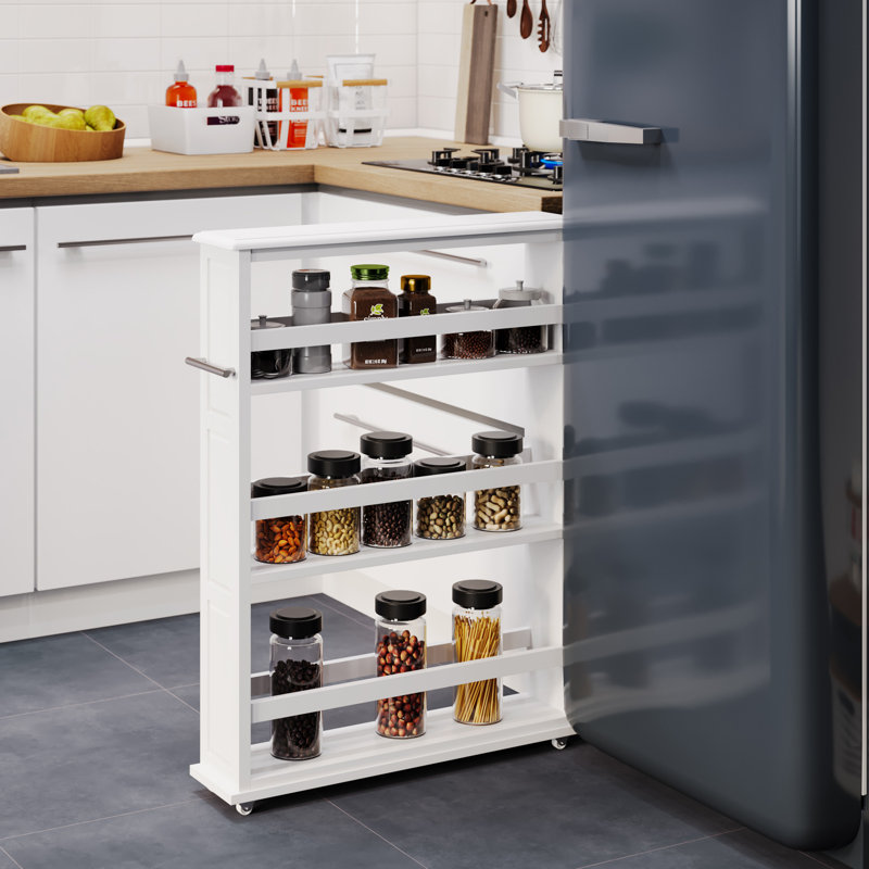 Lavish Home 3-Tier Slim Rolling Storage Cart, White, White