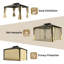 Pavillon de jardin 10 pi x 12 pi Roomfitter avec toit en PC double couche, structure en acier, moustiquaire et rideaux pour patio, cour arrière, beige-117002115