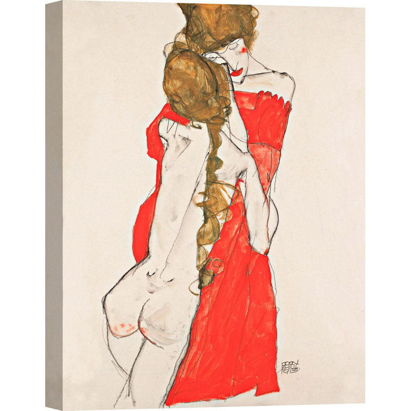 Mother And Daughter by Egon Schiele - Wrapped Canvas Painting, 70cm H x 50cm W x 4cm D