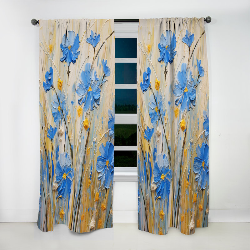Candido blue Cornflowers Calm paint - Traditional Curtain - Velvet Room Darkening - 1 panel, 52" W x 120" L