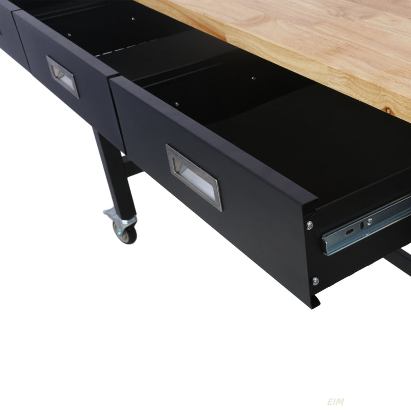 60In Work Bench, Workbench With Drawer Storage, Heavy Duty Work Table With Wheels For Garage Home Office
