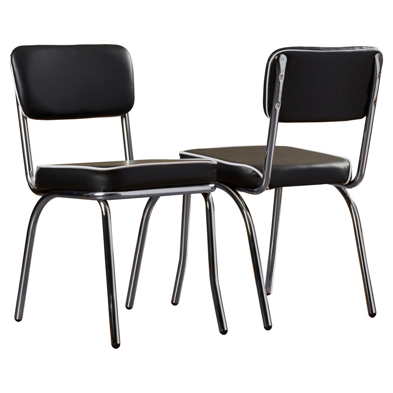 Brilliana 19.5'' H Upholstered Metal Side Chair, Black