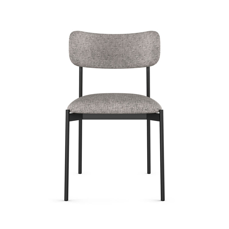 Chaise rembourrée en métal Leathia, Gris / noir