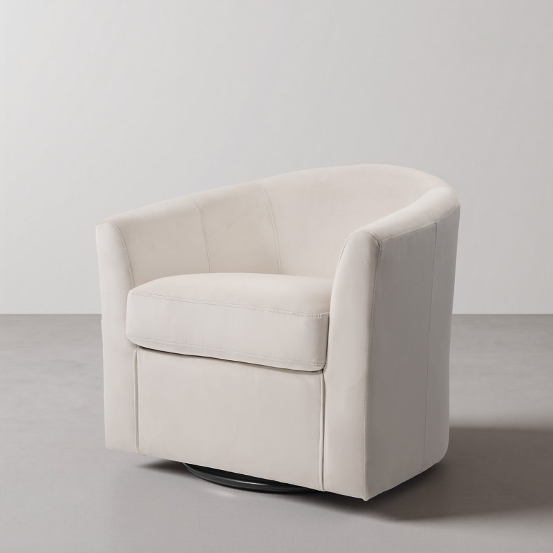 Upholstered Swivel Barrel Chair, Ivory
