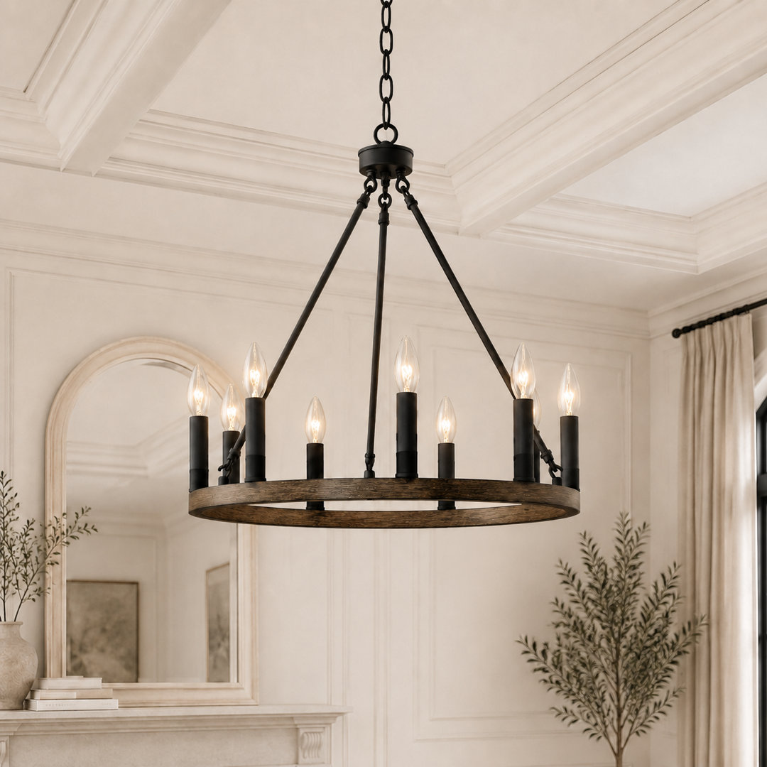 9-Lights Waggon Wheel Chandelier