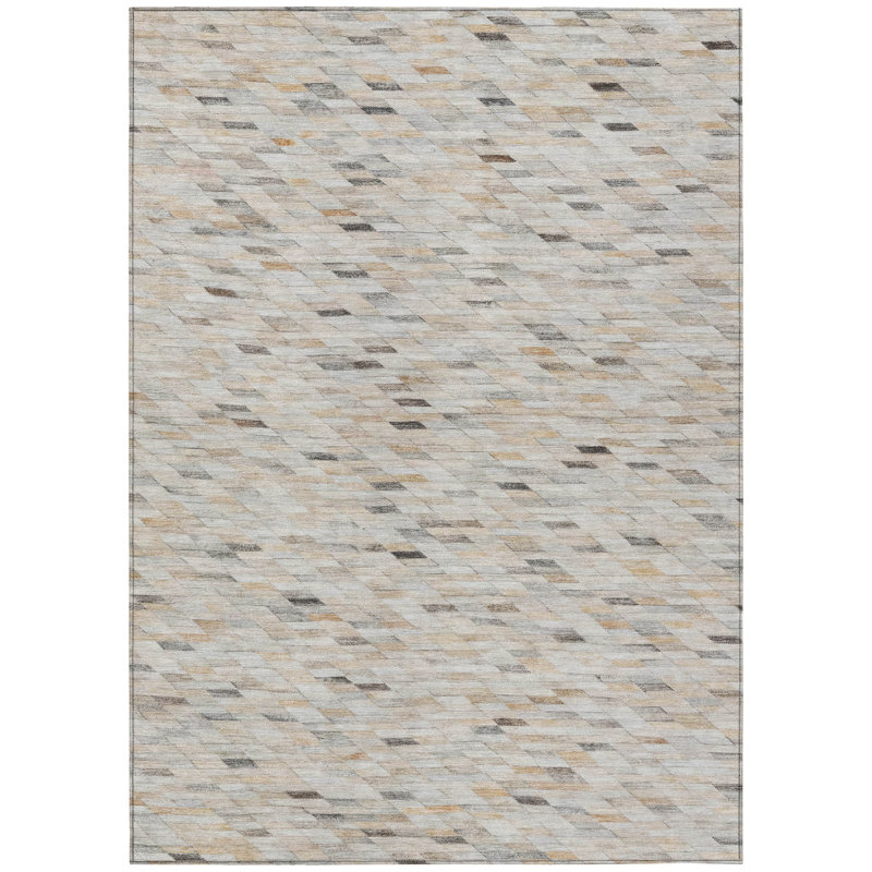 Ruzenth Ivory Washable Indoor-Outdoor Rug - LOOMLAN, 5' x 7'6"